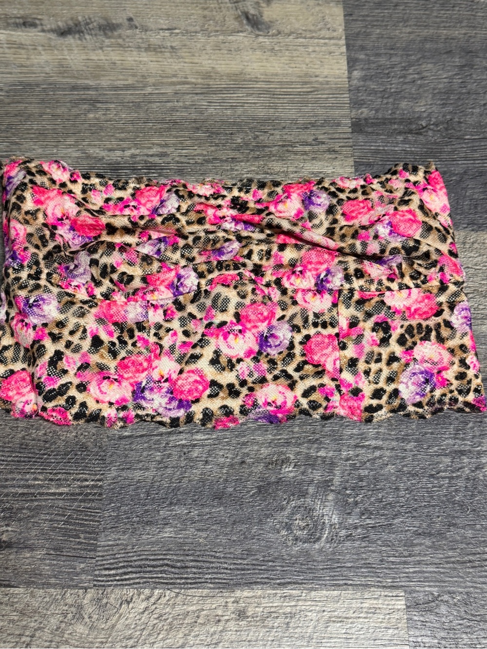 PINK Victoria's Secret Pink & Purple Floral Leopard Lace Bandeau